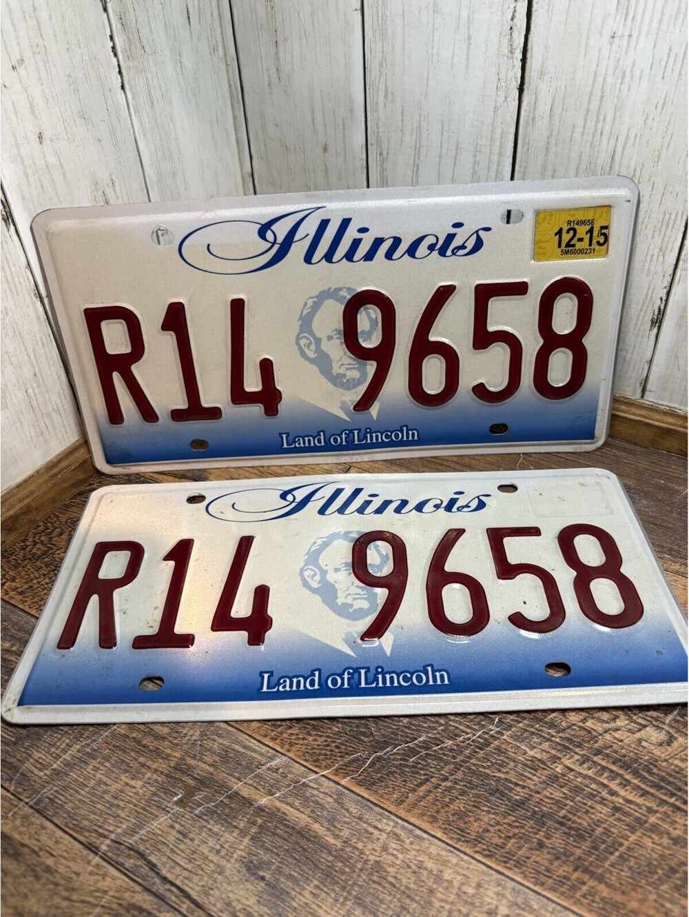 ILLINOIS passenger license plate "R14 5698" Matching Set If 2 Tag Exp 2015